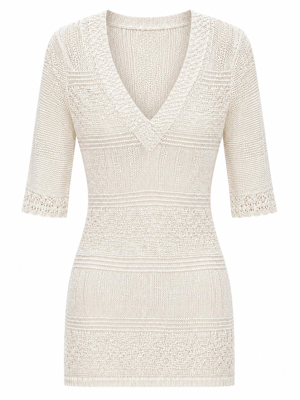 VERTIGO V NECK WHITE KNIT DRESS